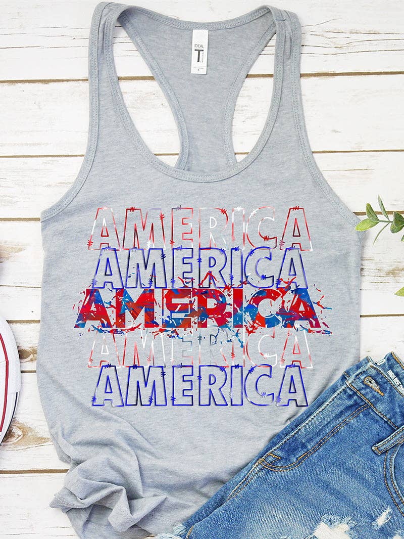 America Letters Printed Fashion Tank Top